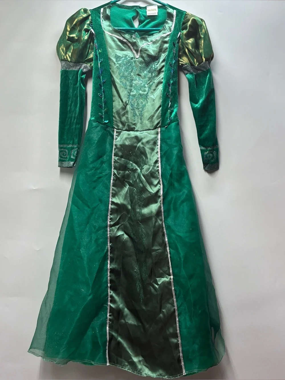 Shrek Fiona Girls Medium 7 8 Green Sparkly Gown Dress Halloween Costume